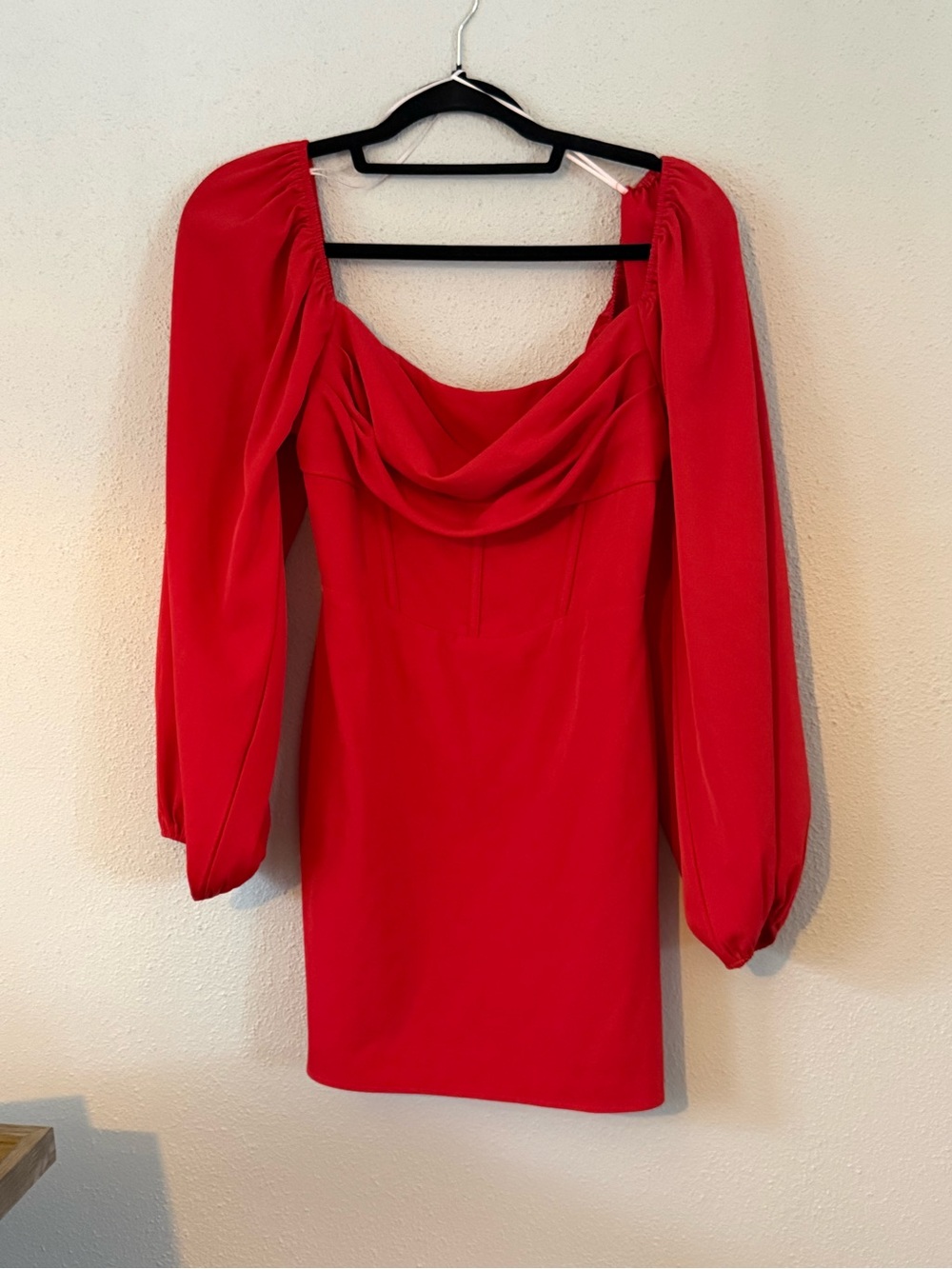 Princess Polly Red Long-Sleeve Cowl Neck Mini Dress